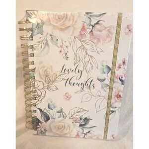 Journal Paper Tales Lovely Thoughts Pink Roses Gold Spiral Bound - New, Sealed